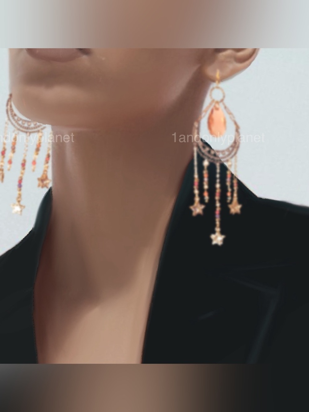 🌹HP🌹Celestial Chandelier Earrings Moon Stars Radiant Metallic Neutral